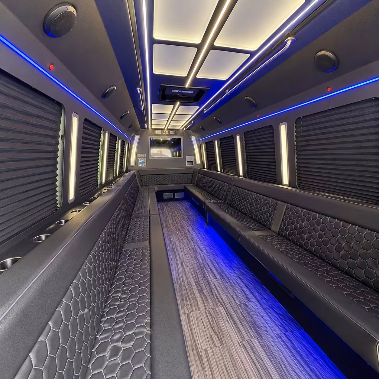 28 passenger party bus inside